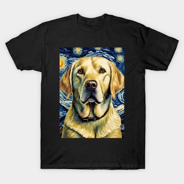 Labrador Retriever Dog Breed in a Van Gogh Starry Night Art Style T-Shirt by Art-Jiyuu